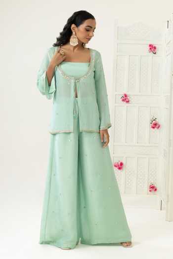 BAHAARA BY DIVYA NARULA Sana Embroidered Jacket Palazzo Set 