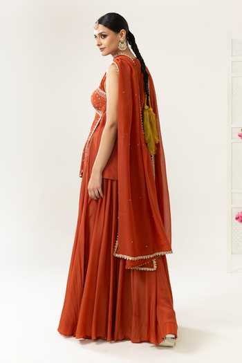 BAHAARA BY DIVYA NARULA Amira Embroidered V-Neck Kurta Set with Sharara and Dupatta 