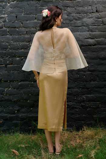 Vedangi Agarwal Embroidered Cape Top & Skirt Set 