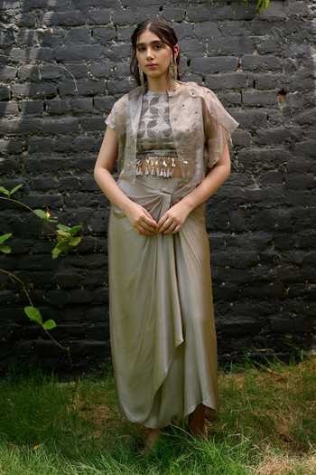 Vedangi Agarwal Hand Embellished Jacket Skirt Set 