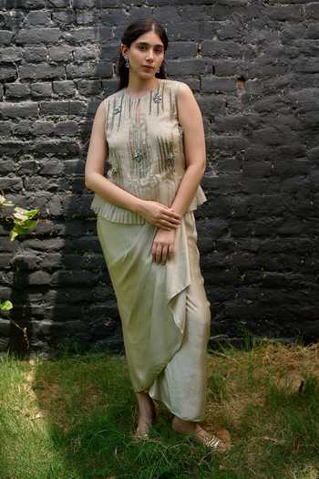 Vedangi Agarwal Sequin Embellished Top & Skirt Set 