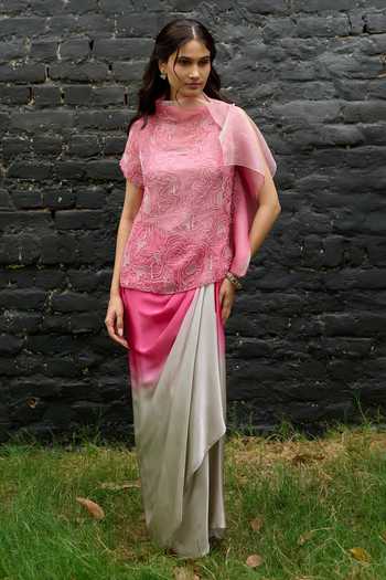 Vedangi Agarwal Ombre Embroidered Top & Skirt Set 
