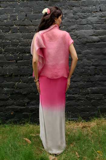 Vedangi Agarwal Ombre Embroidered Top & Skirt Set 