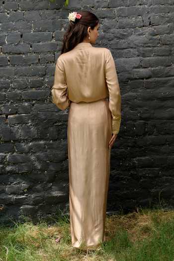 Vedangi Agarwal Embroidered Yoke Shirt & Skirt Set 