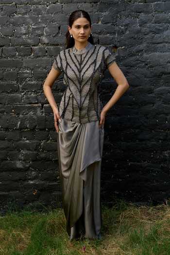 Vedangi Agarwal Embroidered Top & Skirt Set 