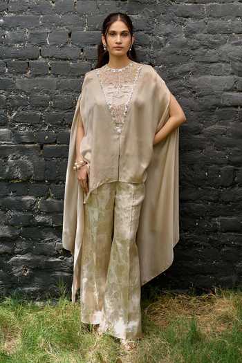 Vedangi Agarwal Brocade Cape Top Pant Set 