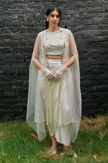 Vedangi Agarwal Placed Hand Embroidered Cape Skirt Set 