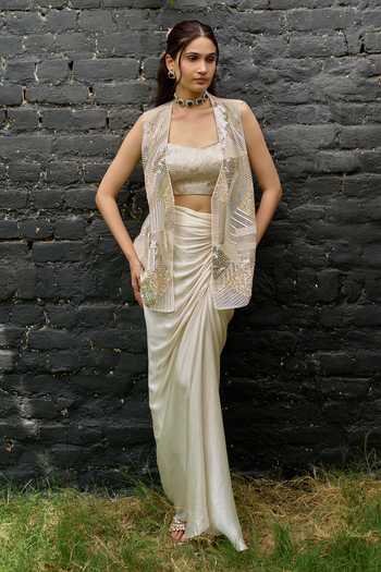 Vedangi Agarwal Hand Embellished Jacket Skirt Set 