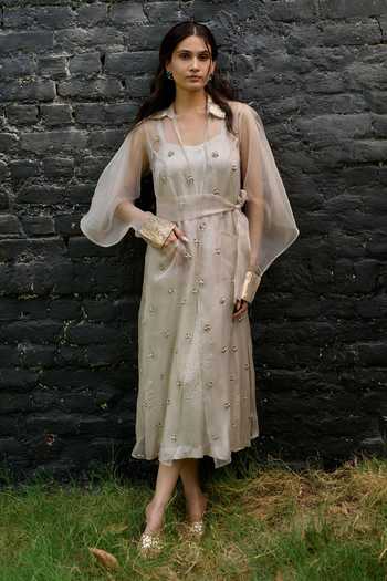 Vedangi Agarwal Embellished Jacket & Dress Set 