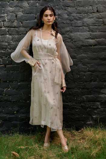 Vedangi Agarwal Embellished Jacket & Dress Set 