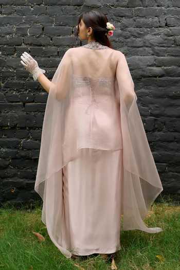 Vedangi Agarwal Placed Embroidered Cape Skirt Set 