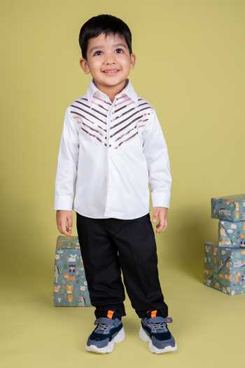 Little Luxe White Metallic Lace Shirt 