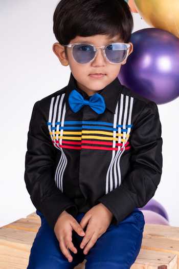 Little Luxe_Black Multicolour Striped Shirt _Online_at_Aza_Fashions