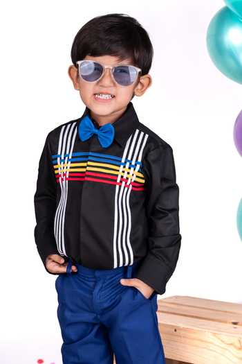 Buy_Little Luxe_Black Multicolour Striped Shirt _Online_at_Aza_Fashions