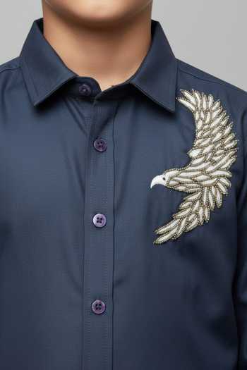 Buy Little Luxe Navy Falcon Wings Shirt Online at Aza Fashions Buy_Little Luxe_Navy Falcon Wings Shirt _Online_at_Aza_Fashions