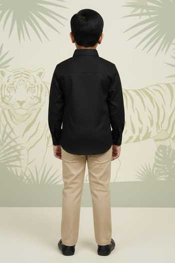 Little Luxe Black Tiger Embellished Shirt 