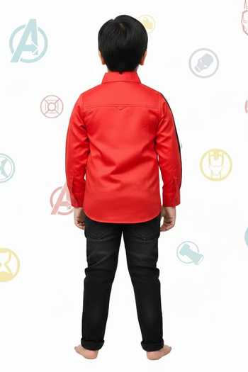 Little Luxe Red Avengers Theme Shirt 