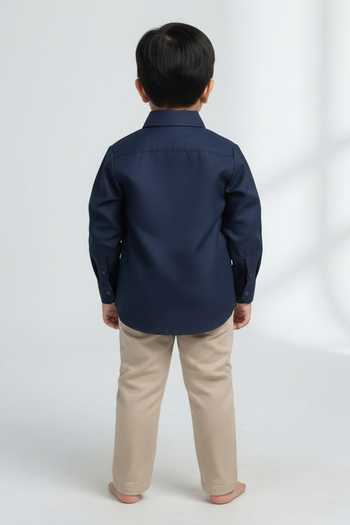 Little Luxe Navy Angel Wings Embellished Shirt