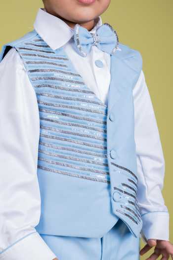Little Luxe Blue Suiting Cutdana Embellished Waistcoat And Pant Set Online at Aza Fashions Little Luxe_Blue Suiting Cutdana Embellished Waistcoat And Pant Set _Online_at_Aza_Fashions