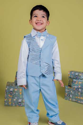 Little Luxe Cutdana Embellished Waistcoat & Pant Set