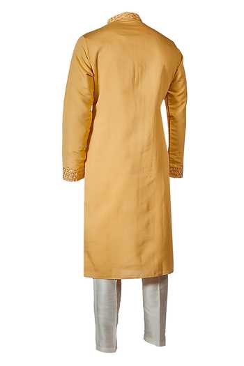 Rng Safawala Geometric Thread Embroidered Kurta Set For Kids