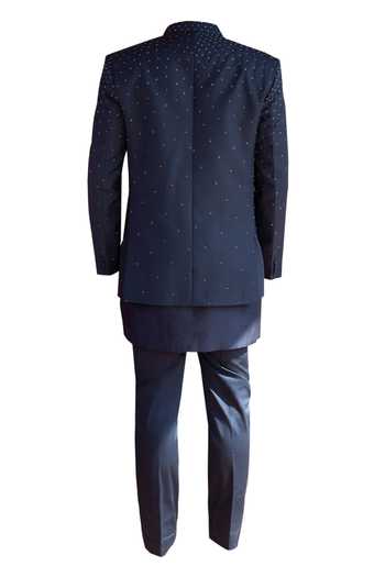 Kaaj Button X AZA Hand Embroidered Bandhgala Set For Kids