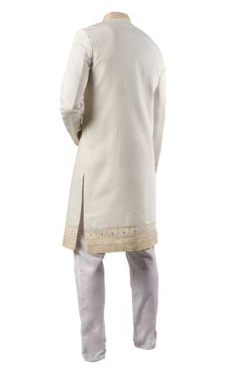 SPRING BREAK Embroidered Collar & Hem Sherwani Set For Kids