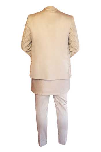 Kaaj Button X AZA Champagne Mughal Embroidered Jodhpuri Set For Kids
