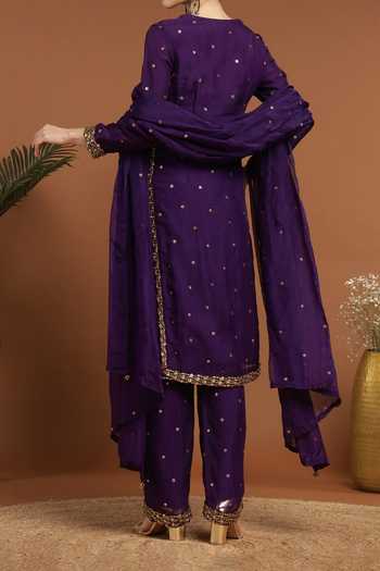 Rirasa Spluttered Bead & Sequin Embellished Kurta Pant Set For Kids