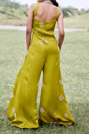 Amrood Floral Pearl Embellished Jumpsuit For Kids
