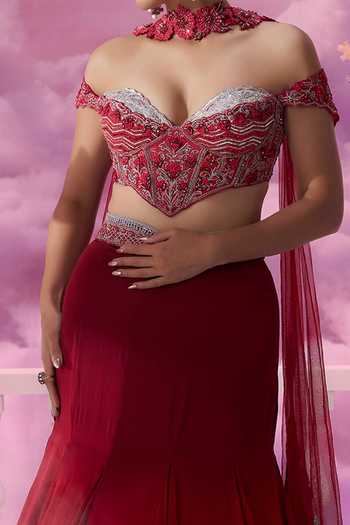 Label Ankush Jain Palace Embroidered Ombre Lehenga Set For Kids