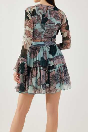 Koai Leaf Pattern Tiered Skirt For Kids