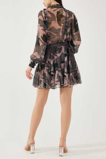 Koai Floral Pattern Tiered Skirt For Kids