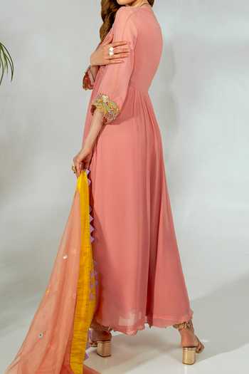 Neha Khullar Mirrorwork Yoke Anarkali Set For Kids