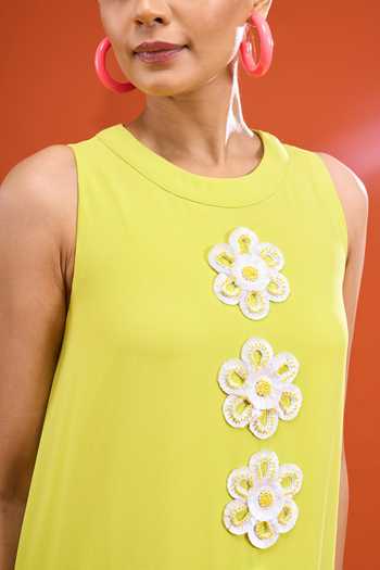 Shop Urvashi Joneja Green Georgette Round Neck Embroidered Flared Dress Online at Aza Fashions Shop_Urvashi Joneja_Green Georgette Round Neck Embroidered Flared Dress _Online_at_Aza_Fashions