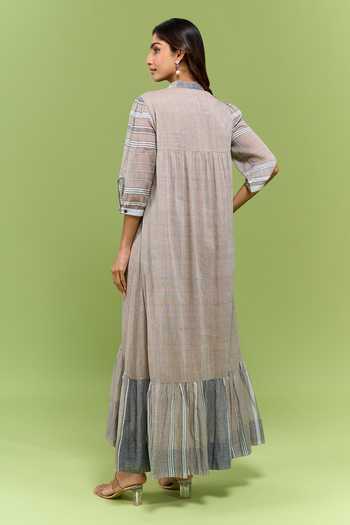 Nakita Singh Handwoven Cotton Frill Hem Dress 