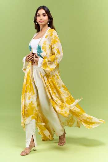 Varun Bahl Floral Print Long Shrug