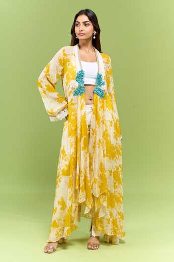 Varun Bahl Floral Print Long Shrug