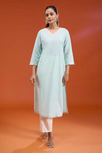 Mandira Wirk Gota Splashed Embroidered Cotton Kurta