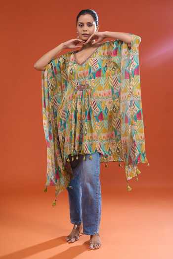 Chaashni By Maansi And Ketan Geometric Print Kaftan