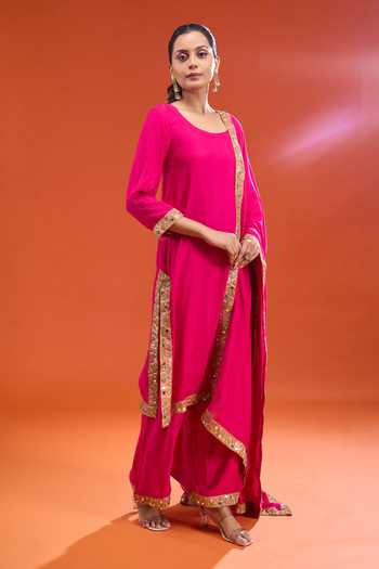 Buy Gulabo Jaipur Pink Rayon Scoop Neck Mirror Bordered Kurta Set Buy_Gulabo Jaipur_Pink Rayon Scoop Neck Mirror Bordered Kurta Set