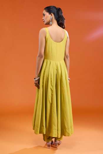 Gulabo Jaipur Plain Lemon Green Anarkali Set