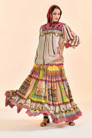 Bhanuni By Jyoti Auburn Flame Maxi Skirt 