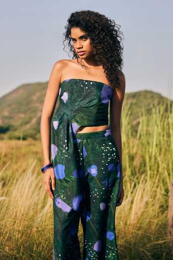 ZiP by Payal & Zinal Green Cotton, Linen Wildflower Wonder Print Pant at Aza Fashions ZiP by Payal & Zinal_Green Cotton, Linen Wildflower Wonder Print Pant _at_Aza_Fashions