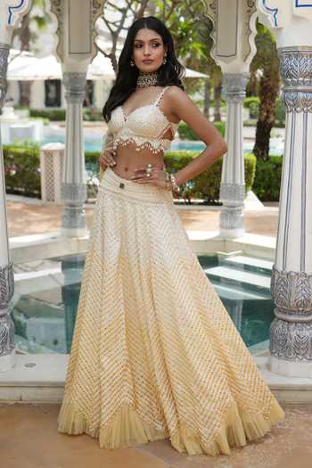 Buy Archana Kochhar Yellow Silk, Net Sweetheart Neck Ainna Embroidered Lehenga Set Online at Aza Fashions Buy_Archana Kochhar_Yellow Silk, Net Sweetheart Neck Ainna Embroidered Lehenga Set _Online_at_Aza_Fashions
