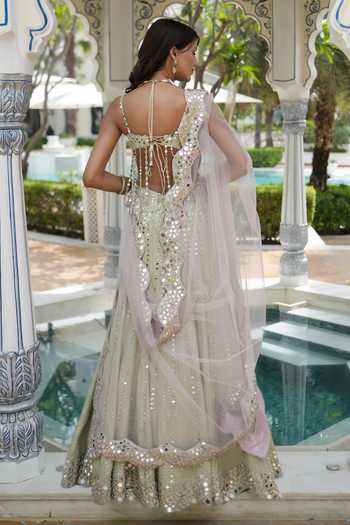 Archana Kochhar Ainna Mint Mirror Work Lehenga Set