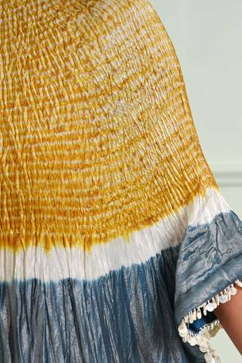 Buy Twenty Nine Yellow Chanderi, Tissue Round Neck Shibori Kaftan Online at Aza Fashions Buy_Twenty Nine_Yellow Chanderi, Tissue Round Neck Shibori Kaftan _Online_at_Aza_Fashions