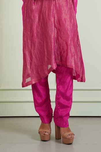 Twenty Nine_Pink Chanderi Straight Pant _Online_at_Aza_Fashions