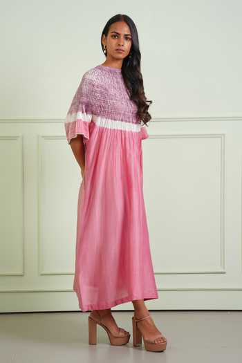 Twenty Nine Pink Chanderi, Tissue Round Neck, Yes Shibori Kurta Online at Aza Fashions Twenty Nine_Pink Chanderi, Tissue Round Neck, Yes Shibori Kurta _Online_at_Aza_Fashions