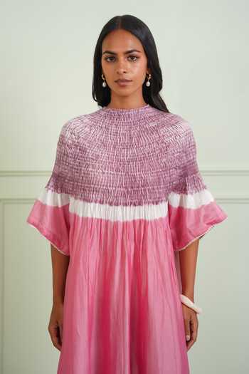 Shop Twenty Nine Pink Chanderi, Tissue Round Neck, Yes Shibori Kurta Online at Aza Fashions Shop_Twenty Nine_Pink Chanderi, Tissue Round Neck, Yes Shibori Kurta _Online_at_Aza_Fashions